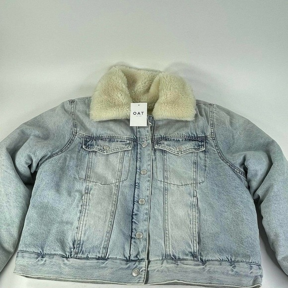 OAT New York Women's Blue Denim Trucker Jacket Sz XL Reversible Shepra Jeans - Picture 6 of 11